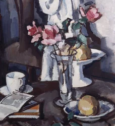 Stilleben med røde roser, ca. 1931 (olje på lerret)