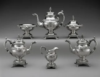 Te- og kaffeservering, ca. 1824–1829 (sølv)