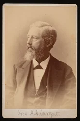 Portrett av Aaron Augustus Sargent 1827-1887, mellom 1876 og 1880.