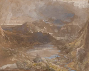 Llwyngwynedd og en del av Llyn-y-dina mellom Capel Curig og Beddegelert, Nord-Wales