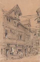 Gamle gaten i Lisieux, ca. 1820 (akvarell på papir)