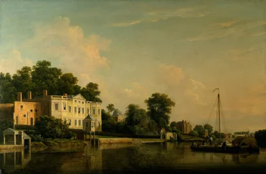 En utsikt over Alexander Popes villa, Twickenham, ved Themsen.