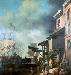 Maleri av Old Custom House Quay, 1700-tallet
