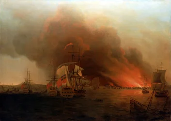 Burningen av Payta, november 1741, midten av 1700-tallet (olje på lerret)