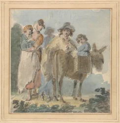 En bondefamilie med esel