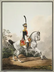 Feltoffiser for Preobrazhensky-regimentet til hest, tidlig på 1800-tallet.