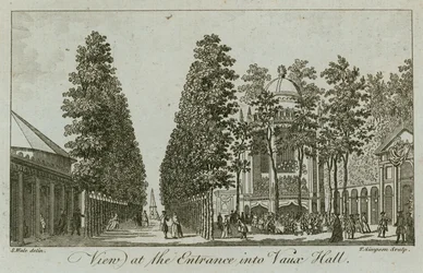 Utsikt over inngangen til Vauxhall Gardens, London