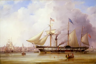 Hjuldamperen «President» i Mersey utenfor Liverpool, midten av 1800-tallet (olje på lerret)