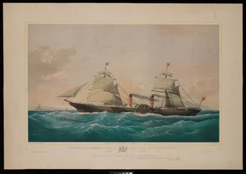 Det kongelige postdampskipet Persia... Kaptein CHE Jodkins (på vei innover, utenfor skjærgården) Til det britiske og nordamerikanske Royal Mail Steam Packet Company er dette trykket med ærbødighet dedikert (litografi, fargelagt)