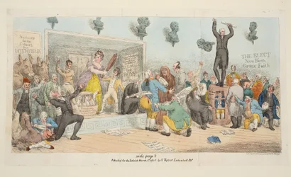 Tallerken fra The Satirist, pub. 1. mars 1808 (håndfarget gravering