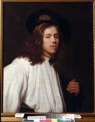 ""Autoportrait" (Selvportrett) Peinture de Samuel Dirksz van Hoogstraten (1627-1678) 17eme siecle Musee des Beaux Arts Ivan Kramskoy (ou Kramskoi) a Voronej (Voronezh), Russland.