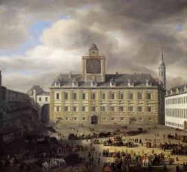 Hovedtorg inne i det keiserlige slottet i Wien - Samuel Dirksz van Hoogstraten (1627-1678). olje på tre