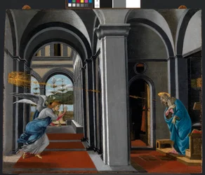 Bebudelsen, ca. 1490 (tempera på panel)