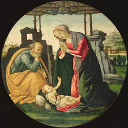 Den hellige familie (tempera på panel)