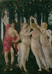 Detalj av De tre gratier og Merkur, fra Primavera, detalj av 558