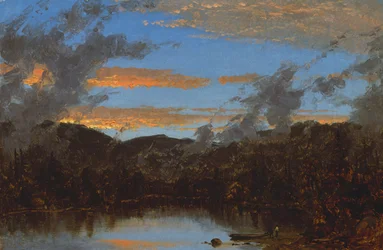 Tåke som stiger opp ved solnedgang i Catskill-fjellene