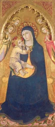 Madonna og barn (tempera og bladgull på panel)