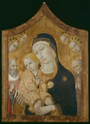 Jomfru og barn med de hellige Jerome, Bernardino av Siena og engler