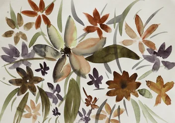 Jordnær blomsterakvarell