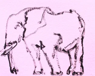 Skisse av en rosa elefant