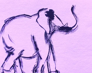 Skisse av lilla elefant
