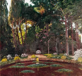 Art Nouveau "" Hagen "" (Arbucies). Maleri av Santiago Rusinol y (i) Prats (1861-1931) El Vendrell sent på 1800-tallet. Hus-museet Pau Casals.