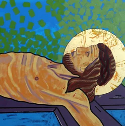 Jesus er naglet til korset