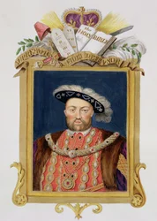 Portrett av Henry VIII (1491-1547) som Defender of the Faith fra 