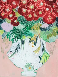 Fargeklattfull blomstervase