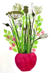 Rød vase 2, 2021 (monoprint)