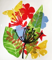 Frøhoder og blomster, 2019 (blekk monoprint)
