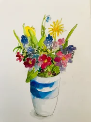 Vårblomster, 2020, (akvarell)