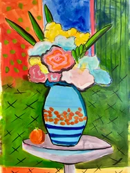 Vase med blomster, 2019 (akryl)