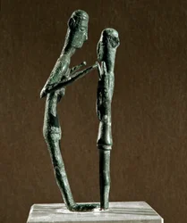 Nuragisk kultur (nuragher), Sardinia: skulpturgruppe av brytere i bronse. 8.-7. århundre f.Kr. Cagliari, Museo Nazionale Archeologico, Sardinia, Italia