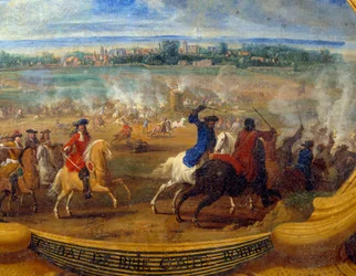 Handlingene til Louis II Prince of Bourbon Conde (Bourbon-Conde) kjent som Grand Conde (1621-1686), Slaget ved Brie Count Robert Detail, Maleri av Frelser Le Conte (Leconte, Le Comte, Lecomte) (1659-1694) Chantilly fra 1600-tallet, Musee Conde