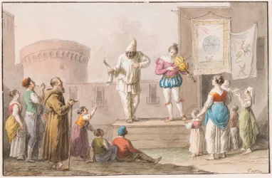 Vann farge; Utøvere av en Commedia dell