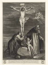 Kristus på korset med de hellige Katarina av Siena og Dominikus under korset