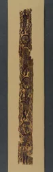 Ornamental skulderbånd fra en tunika, 600-650 (vevteppe med ekstra veftinnpakning, ufarget lin og farget ull)