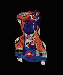 Mannlig figur fra Pekin-operaen. Malt papirklipp eller «Jian Zhi», kinesisk folkekunst, Peking.