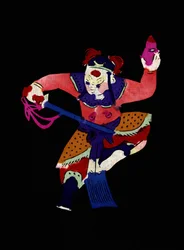Mannlig figur fra Pekin-operaen. Malt papirklipp eller «Jian Zhi», kinesisk folkekunst, Peking.