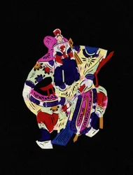 Mannlig figur fra Pekin-operaen. Malt papirklipp eller «Jian Zhi», kinesisk folkekunst, Peking.