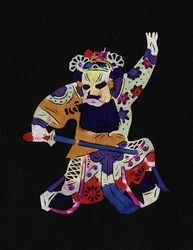 Mannlig figur fra Pekin-operaen. Malt papirklipp eller «Jian Zhi», kinesisk folkekunst, Peking.