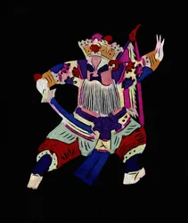 Mannlig figur fra Pekin-operaen. Malt papirklipp eller «Jian Zhi», kinesisk folkekunst, Peking.