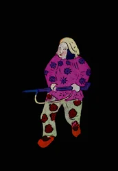 Bondesoldat som bærer en rifle. Malt papirklipp eller «Jian Zhi», kinesisk folkekunst, Peking.