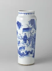 Rolwagen med figurer i et sammenhengende landskap, ca. 1635-50 (malt porselen)