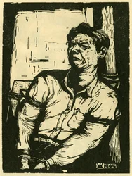 Wang Shu-is krigsfange. Tresnitt, i «Tresnitt fra krigstidens Kina 1937–1945», Shanghai.