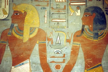 Det gamle Egypt, maleri, Ramses I#39;s grav, Ramses I med guden Harsiesis