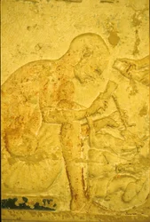 Det gamle Egypt, veggskulptur/-maling, Petosiris#39; grav, Tuna el Gebel, 300 f.Kr., skulptør (foto)