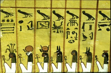 Det gamle Egypt, veggmaleri Inherkhau-graven, Theben, Adelsmannens grav, 20. dynasti, Syv av nattens tolv timer (foto)