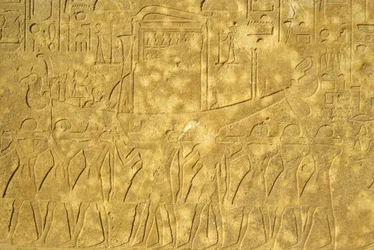 Det gamle Egypt, veggmaleri/utskjæring, Amons hellige bark bæres fra tempelet, Karnak-tempelet, Luxor (bilde)